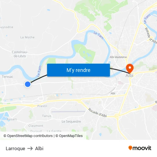 Larroque to Albi map