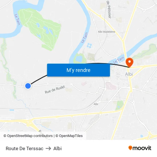 Route De Terssac to Albi map