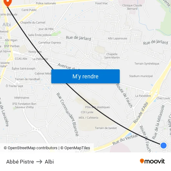Abbé Pistre to Albi map