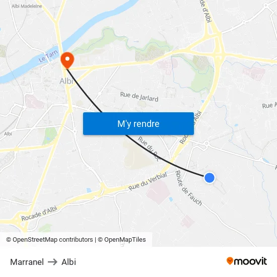 Marranel to Albi map