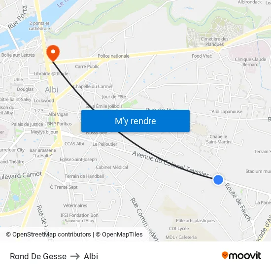 Rond De Gesse to Albi map