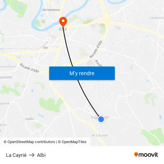 La Cayrié to Albi map