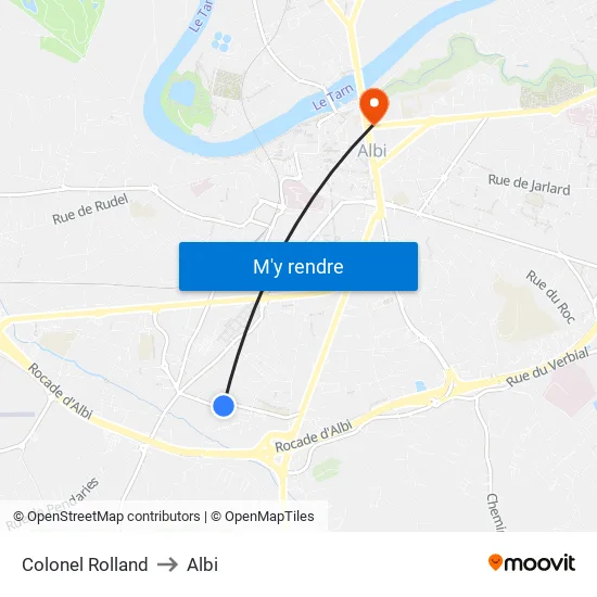 Colonel Rolland to Albi map