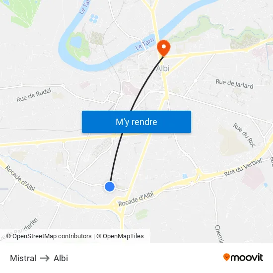 Mistral to Albi map