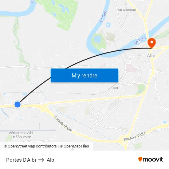 Portes D'Albi to Albi map