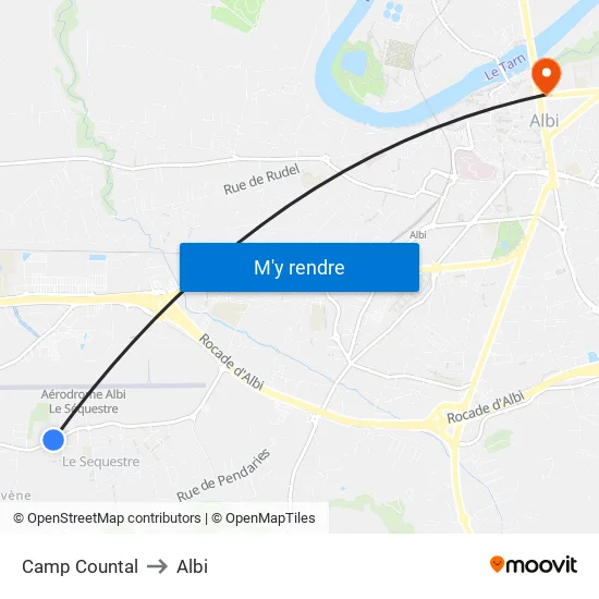 Camp Countal to Albi map