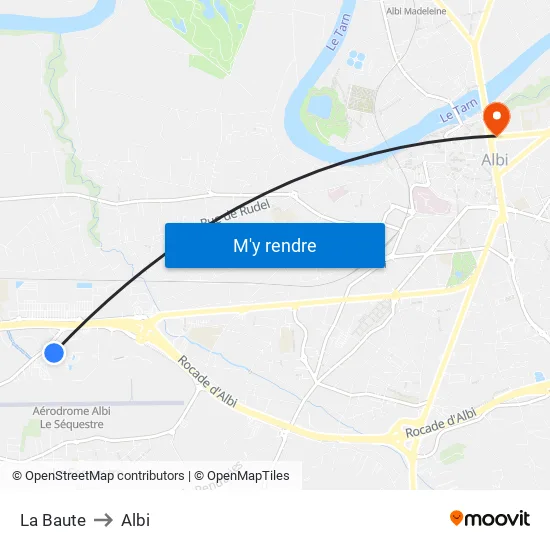 La Baute to Albi map