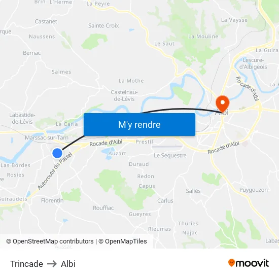 Trincade to Albi map