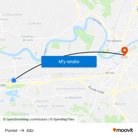 Pontet to Albi map