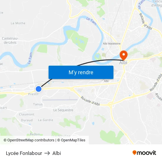 Lycée Fonlabour to Albi map