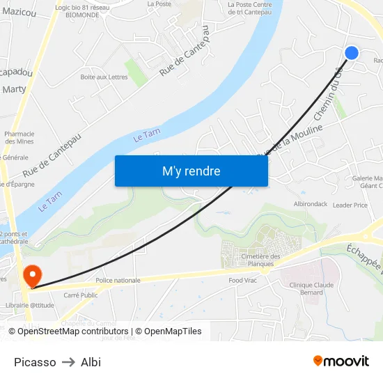 Picasso to Albi map