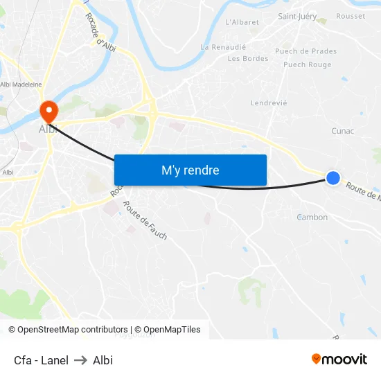 Cfa - Lanel to Albi map