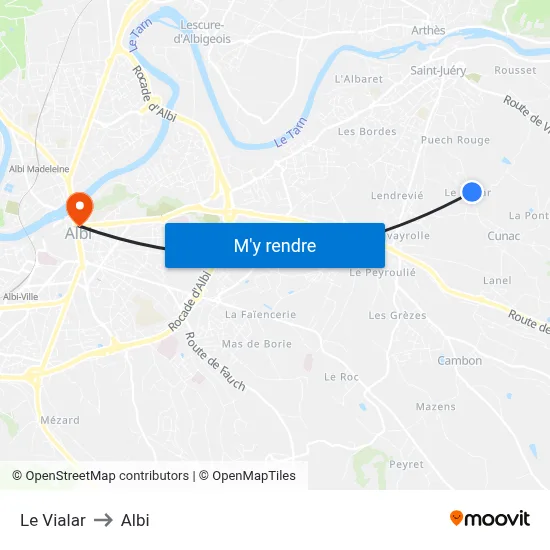 Le Vialar to Albi map