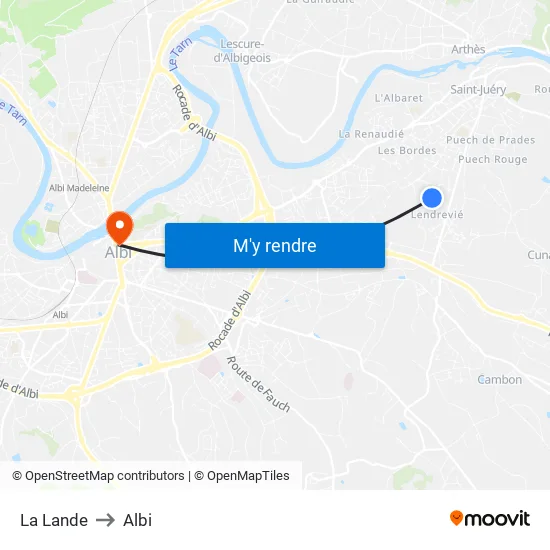 La Lande to Albi map