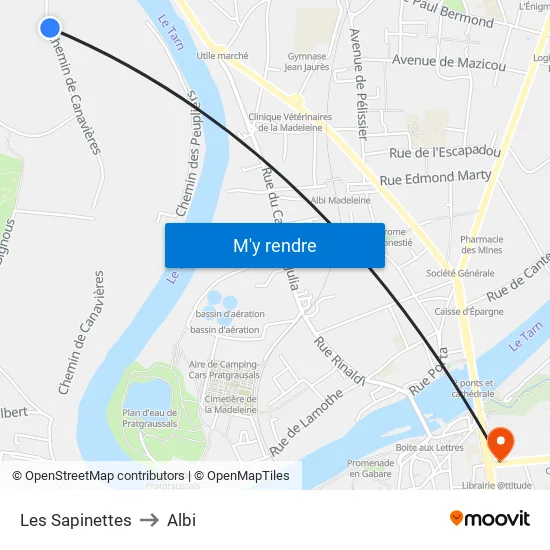 Les Sapinettes to Albi map