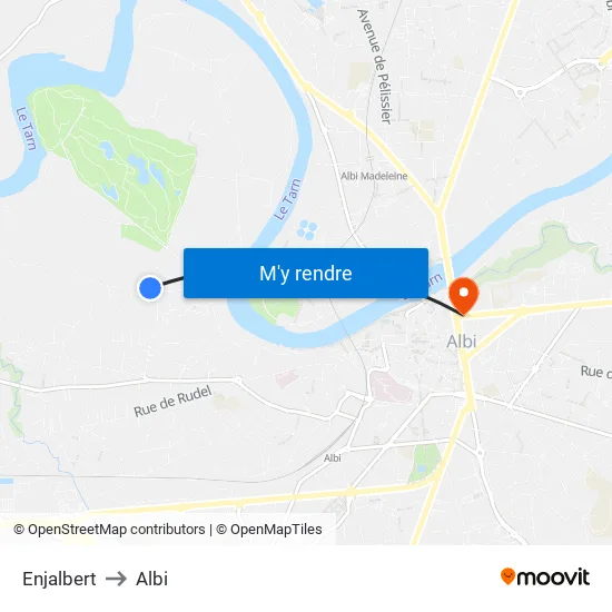 Enjalbert to Albi map