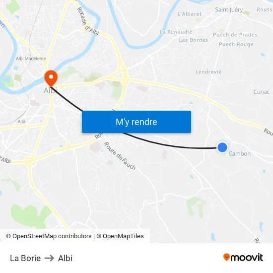 La Borie to Albi map