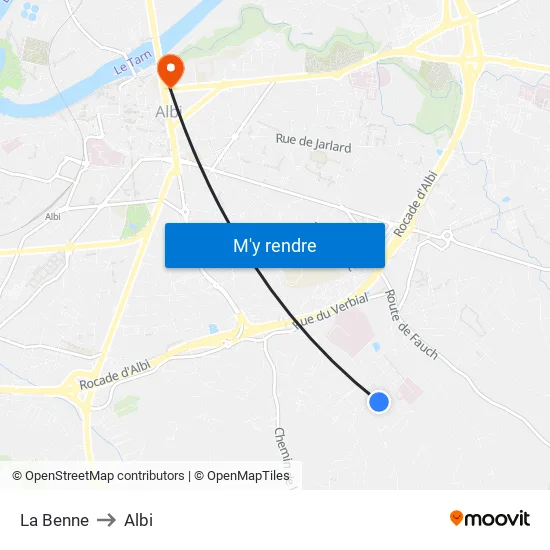 La Benne to Albi map
