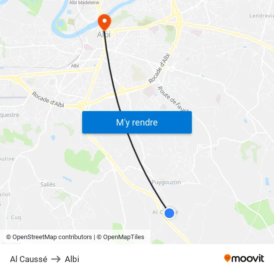 Al Caussé to Albi map