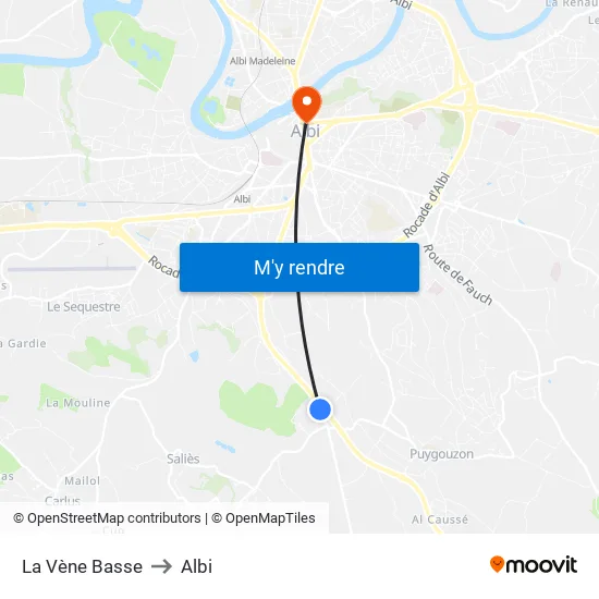 La Vène Basse to Albi map