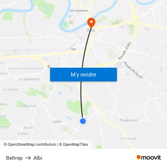 Beltrep to Albi map