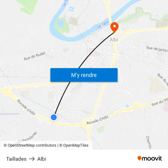Taillades to Albi map