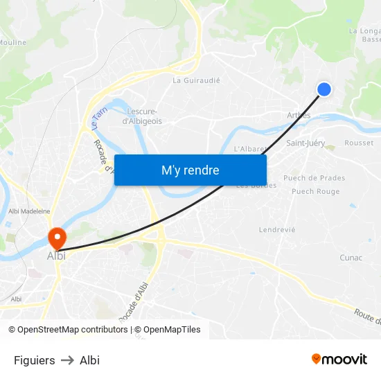 Figuiers to Albi map