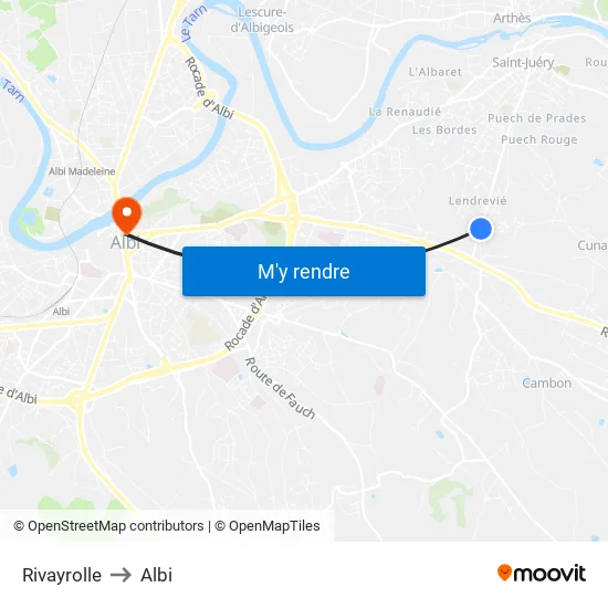 Rivayrolle to Albi map