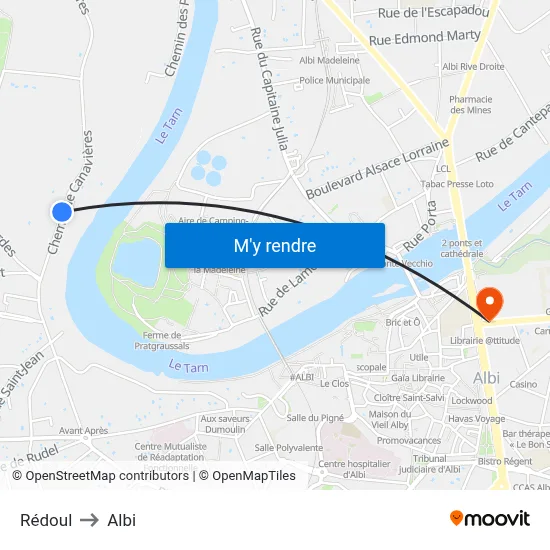 Rédoul to Albi map