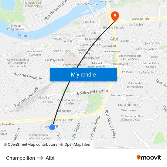 Champollion to Albi map