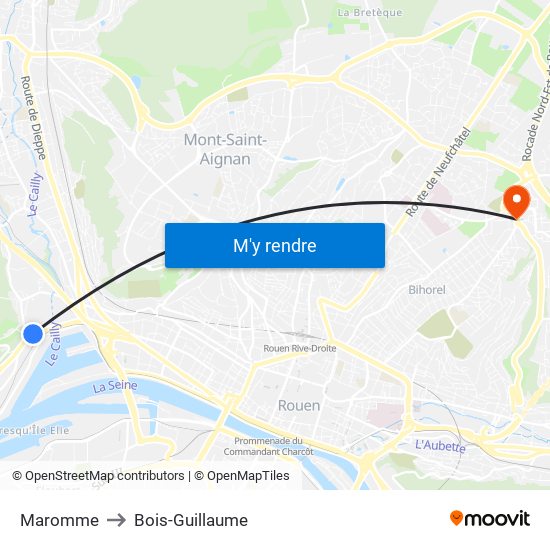 Maromme to Bois-Guillaume map