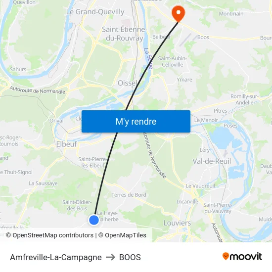 Amfreville-La-Campagne to BOOS map