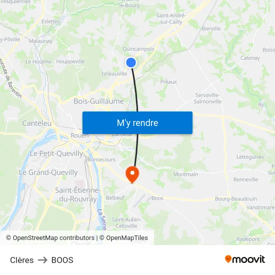 Clères to BOOS map