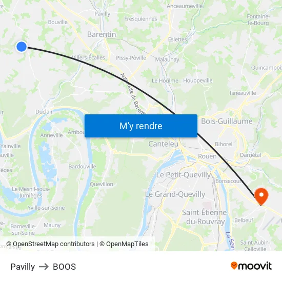 Pavilly to BOOS map