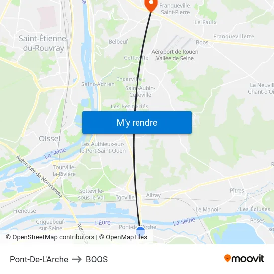 Pont-De-L'Arche to BOOS map
