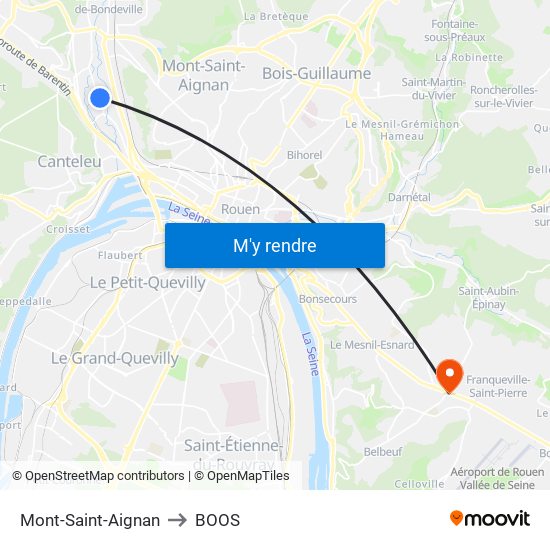 Mont-Saint-Aignan to BOOS map