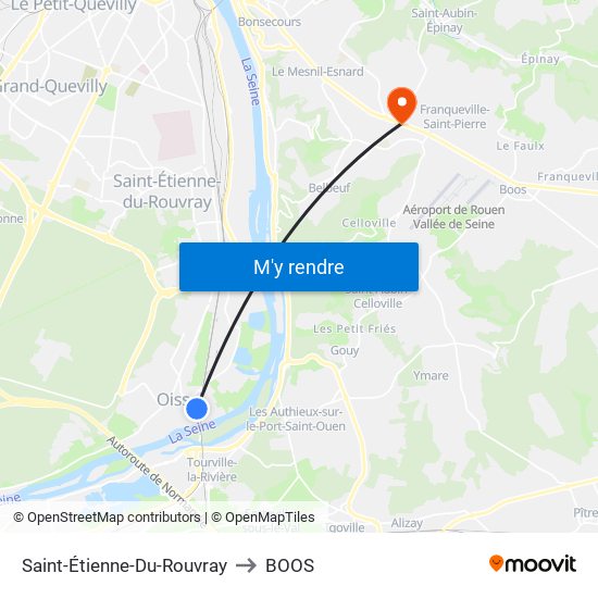 Saint-Étienne-Du-Rouvray to BOOS map