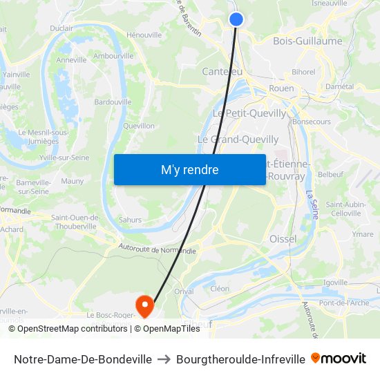 Notre-Dame-De-Bondeville to Bourgtheroulde-Infreville map