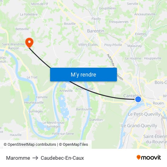 Maromme to Caudebec-En-Caux map
