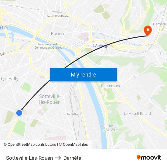 Sotteville-Lès-Rouen to Darnétal map