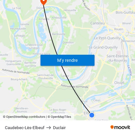 Caudebec-Lès-Elbeuf to Duclair map