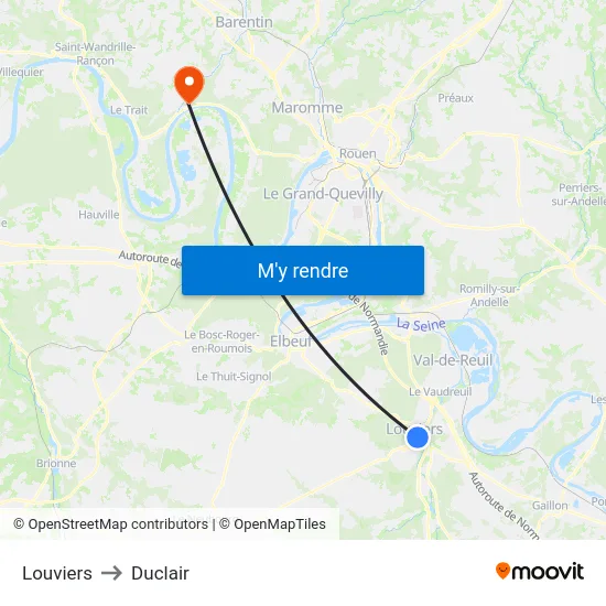 Louviers to Duclair map
