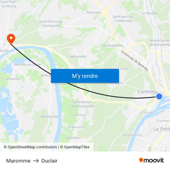 Maromme to Duclair map