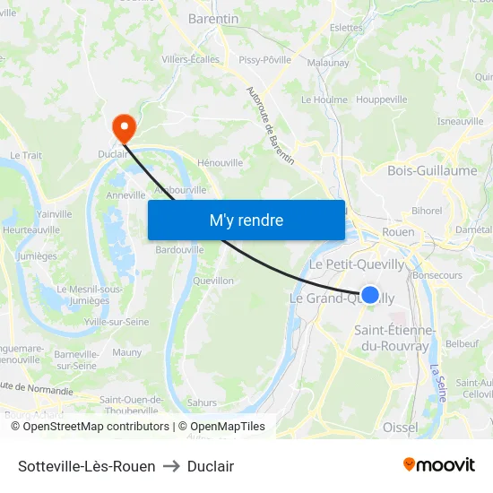 Sotteville-Lès-Rouen to Duclair map