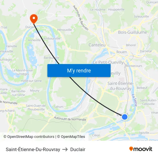 Saint-Étienne-Du-Rouvray to Duclair map