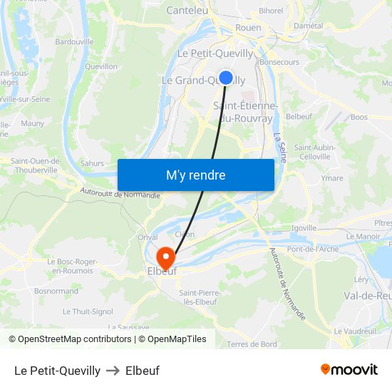 Le Petit-Quevilly to Elbeuf map