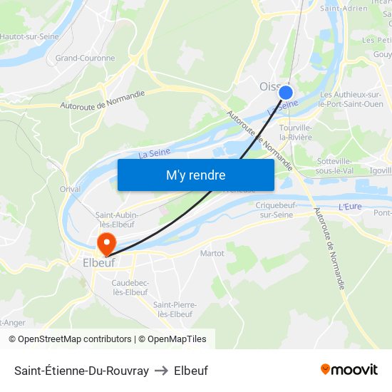 Saint-Étienne-Du-Rouvray to Elbeuf map