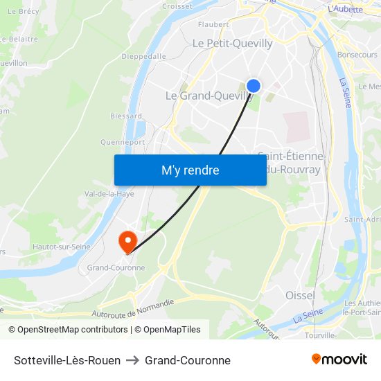 Sotteville-Lès-Rouen to Grand-Couronne map