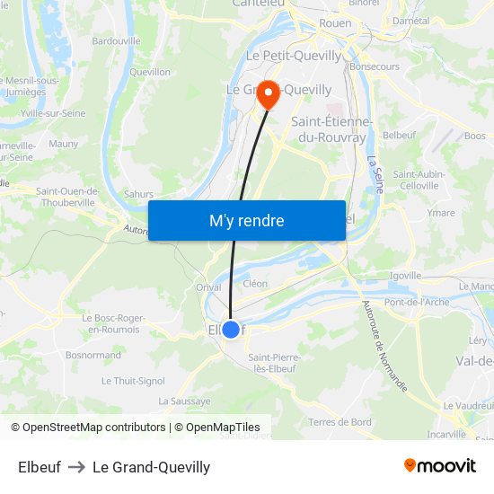 Elbeuf to Le Grand-Quevilly map