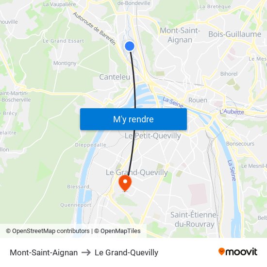 Mont-Saint-Aignan to Le Grand-Quevilly map